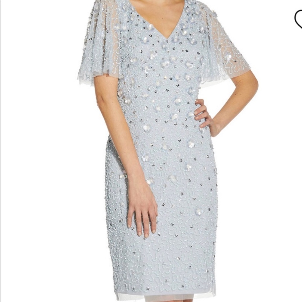 Adrianna Papell brand new sequin flutter-sleeve dress